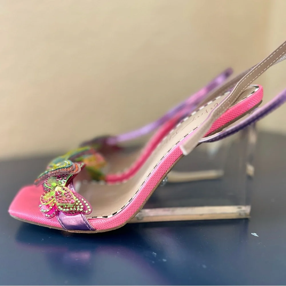 Betsey Johnson Clear Butterfly Wedges - Size 5.5 - Picture 2 of 10